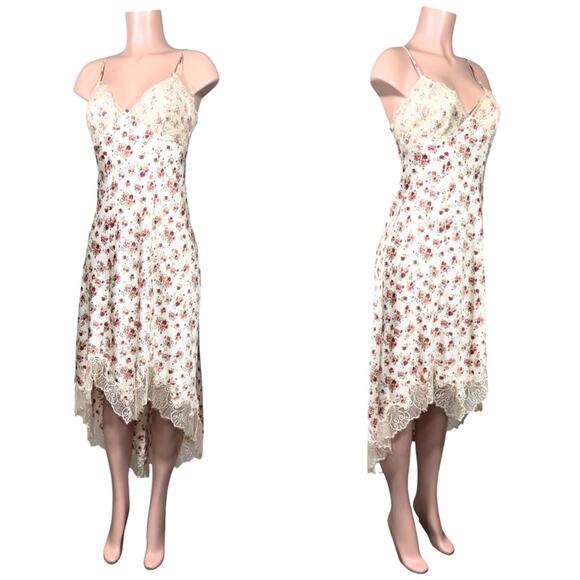 Guess Floral Lace High Low Maxi Slip Dress SZ M $108 - Picture 4 of 7